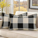 decorUhome Buffalo Plaid Check Throw Pillow Covers 12x20 Set of 2, Outdoor Lumbar Decorative Farmhouse Neutral Pillow Covers with Stitched Edge for Bed Couch Sofa, Black and White by CozyNest Decor