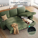 LINSY HOME Sectional Sleeper Sofa with Pull Out Couch Bed Convertible Plush Corduroy Cloud Couch with Storage Chaise & USB Charging, Comfy L Shaped Modular Couches for Living Room Apartment (Green) by CozyNest Decor