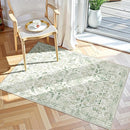 Green Small Area Rug 2x3 Throw Rug for Entryway Bathroom Kitchen, Non-Slip Low-Pile Washable Distressed Modern Boho Floor Carpet for Laundry Room, Indoor Washstand Vanity Front Mat 24x36 Inch by TinyTreasures Baby Boutique