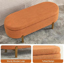 Furniliving 46” Storage Benches, End of Bed Bench with Button-Tufted Large Upholstered Storage Ottoman Teddy Window Bench with Storage Shoe Cabinet Bench, for Bedroom, Entryway, Closet, Orange by CozyNest Decor