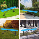 48" L Outdoor Steel Flat Bench, Heavy Duty Metal Park Bench for Outside, Expanded Metal, Commercial Benches Mesh Bench for Shopping Mall, Store, Lawn, Park, Patio, Deck, Garden (Blue, 6FT) by GreenHaven Gardens