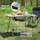 PORTAL Outdoor Folding Portable Picnic Camping Table with Adjustable Height Aluminum Roll Up Table Top Mesh Layer, Silver by GreenHaven Gardens