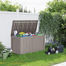 150 Gallon Resin Deck Box, Lockable Patio Outdoor Storage Box for Furniture, Garden Tools and Tools Storage, Waterproof Outside Storage Boxes - Grey by CozyNest Decor