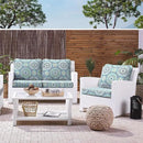 LVTXIII Outdoor Deep Seat Cushion Patio Seat and Back Cushion Set Seasonal Chair Cushion with Removable Cover and Adjustable Buckle for Home and Garden, 24"x24"x4", Delancey Lagoon by GreenHaven Gardens