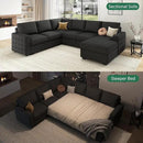 HONBAY Sectional Couch with Pull Out Bed, Sectional Sleeper Sofa with Storage, U Shape Couches for Living Room, Dark Grey by CozyNest Decor
