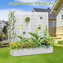 Trellis for Climbing Plants Outdoor，Mental Garden Bed with Drainage Holes Outdoor Privacy Screen Design Tall planters for herb Flower Vegetables 73"x35"x16", White-Louvered by GreenHaven Gardens