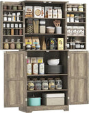 HOMCOM 72" Farmhouse Kitchen Pantry Cabinet, Freestanding Tall Storage Cabinet with 4 Barn Doors, 4 Adjustable Shelves and 8 Door Shelves, Gray Wash by CozyNest Decor