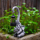 Elephant Outdoor Statues with Cute Baby Garden Decor, Resin Elephant Figurines with Solar Lantern Outdoor Decoration Gifts for Mothers Day, Birthday Day by CozyNest Decor