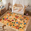 Floral 8x10 Area Rug Machine Washable Soft Print Boho Carpet Non Slip Doormat Low Pile Flower Area Rugs for Living Room Bedroom Nursery Kitchen Dining Room Indoor-Yellow/Orange by TinyTreasures Baby Boutique