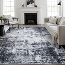 9x12 Area Rug Living Room Rug: Washable Modern Abstract Soft Thin Rug Indoor Floor No Slip Stain Resistant Carpet for Bedroom Dining Room Farmhouse Nursery Home Office - Dark Black by TinyTreasures Baby Boutique
