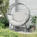 Egg Chair Outdoor Indoor, Oversized Rattan Chair with Thicken Cushion, 350LBS Capacity Wicker Patio Lounge Chair, Basket Chair for Living Room Balcony Porch Backyard, Grey/Light Grey by CozyNest Decor