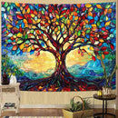 Lunerfex Tree of Life Tapestry Stained Glass Tapestry Wall Decor Tapestries for Bedroom Art Tapestries Wall Hanging for Bedroom Living Room Glass-Tree-01 70"x90" by CozyNest Decor