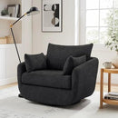 360° Swivel Accent Armchair, 39.3" Oversized, Sherpa Boucle Fabric Sofa Chair with Removable Back & Arm Pillows, Swivel Chair with Cozy Soft Padded, No Assembly Required (1, Dark Gray) by CozyNest Decor