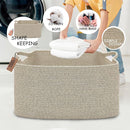 COMFY-HOMI Large Rectangular Blanket Basket, Woven Cotton Rope Baskets for Storage, Laundry Hamper Basket, Storage Bin,Toy Organizing Bin with Handle, Organization and Storage-22x15x12”-Brown by TinyTreasures Baby Boutique