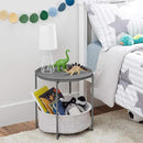 Amazon Basics Round Storage End Table, Side Table with Cloth Basket, Charcoal/Heather Gray, 17.7 x 17.7 x 18.9 in by CozyNest Decor