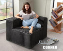 Modular Sectional Sofa 3-Seater Modular Couch with Deep Seat Memory Foam Cloud Chair with Pillows Oversized Sectional Sofa for Living Room Bedroom (Strip Grey, 3-Seater) by CozyNest Decor
