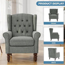UIXE High Back Accent Chair, Fabric Upholstered Armchair for Living Room, Retro Wingback Arm Chair Comfy Single Sofa Bedroom Reading Seat with Solid Wooden Legs - Gray by CozyNest Decor