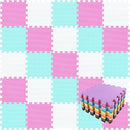 qqpp EVA Rubber 18 Tiles Interlocking Puzzle Foam Floor Mats - Baby Play Mat for Playing | Exercise Mat for Home Workout. White, Pink, Green. QC-ACHb18N by TinyTreasures Baby Boutique