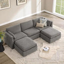 CHITA Oversized Modular Cloud Sectional Fabric Sofa Set, FSC Certified U Shaped Couch Reversible Chaise Modular Sectional Couch, 112 inch Width,5 Seat Modular Sofa Includes 2 Storage Ottomans, Grey by CozyNest Decor