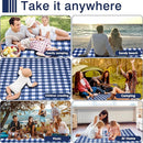 80"x80" Extra Large Waterproof Outdoor Mat - Sandproof Foldable Picnic Blanket for Family Camping, Backyard, Beach Parties - Heavy Duty & Easy Storage (Blue&White) by TinyTreasures Baby Boutique