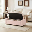 48" Ottoman with Storage, Pink Storage Ottoman Bench with Safety Hinge, Upholstered Entryway Bench with Seating for Bedroom, Living Room, Holds up to 330 lb by CozyNest Decor