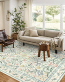 Wonnitar Washable Area Rugs 5x7, Soft Floral Bedroom Area Rug, Washable Carpet 5x7 Non Slip, Boho Flower Print Beige Carpets for Living Room Bedside Dining Room by TinyTreasures Baby Boutique