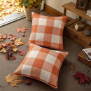 decorUhome Fall Orange and White Decorative Throw Pillow Covers 16x16 Set of 2, Buffalo Plaid Check Farmhouse Cushion Covers with Stitched Edge for Autumn Harvest Couch Sofa Bed Home Decor by CozyNest Decor