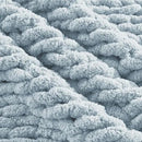 Carriediosa Chunky Knit Throw Blanket 60" X 80" Twin, 100% Hand Made Large Chenille Loop Yarn Soft Fluffy Throws for Couch Sofa Bed, Big Crochet Cozy Heavy Thick Cable Woven Blanket, Light Blue by CozyNest Decor