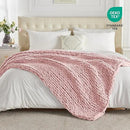Carriediosa Chunky Knit Throw Blanket 50" X 60", 100% Hand Made Large Chenille Loop Yarn Soft Fluffy Throws for Couch Sofa Bed, Big Crochet Cozy Heavy Thick Cable Woven Blankets, Dusty Pink by CozyNest Decor