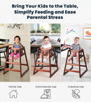 Alpine Wooden High Chairs for Babies and Toddlers with Safety Strap, Commercial Grade Restaurant High Chair, Durable Wood Space Saver Baby Feeding Chair, Ideal for Dining Spaces (2 Pack, Mahogany) by TinyTreasures Baby Boutique