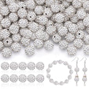 200pcs 10mm Rhinestone Beads for Jewelry Making, White Shiny Round Disco Ball Beads Bulk, Sparkle Crystal Clay Christmas for Bracelet Baseball Necklace Earring Crafting and DIY by TinyTreasures Baby Boutique