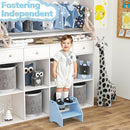 AMBIRD Wooden Step Stool, Two Step Stools 300 lbs Capacity with Safety Non-Slip Pads and Handles, Bamboo Step Stool for Bathroom, Kitchen Dual Height Step Stools for Kids (Sky Blue) by TinyTreasures Baby Boutique