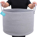 OrganiHaus Woven Laundry Basket, Large Cotton Rope Blanket Holder with Handles, Soft & Sturdy Nursery Hamper, Decorative Toy Bin for Living Room Organization 20x13 inches - Gray by TinyTreasures Baby Boutique