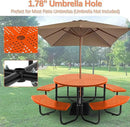 46'' Steel Round Picnic Table for Outdoors, Expanded, Lifetime Picnic Table with Umbrella Hole, Heavy Duty Sturdy Commercial Picnic Tables for Garden Courtyard BBQ, Orange by GreenHaven Gardens
