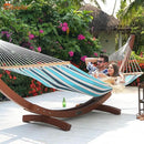 Lazy Daze 12 FT Sunbrella Fabric Hammock not Fading with Spreader Bars and Free Pillow Fits for Two Persons, All Weather and Fade Resistant for Patio Yard, 450 lbs Weight Capacity, Token Surfside by GreenHaven Gardens
