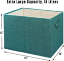 SIMPLE HOUSEWARE 15 x 13 Inch Collapsible Fabric Storage Bin with Handles, 2 Pack, Turquoise by CozyNest Decor