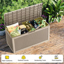 100 Gallon Waterproof Outdoor Storage Box,Resin Deck Box,Lockable Outside Storage Box Container for Patio Furniure,Garden,Pool Tools (100 Gallon,Grey pattern) by GreenHaven Gardens