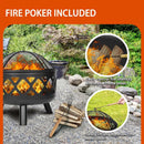 Red Mountain Valley 24'' Outdoor Wood Burning Fire Pit with Spark Screen, Fire Poker, Cover, 2-in-1 Functionality Cross-Woven Steel Fire Pits for Outside, Outdoor Fireplace for Camping,Patio,Backyard by GreenHaven Gardens