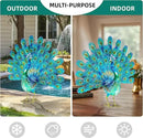 27.5" Tall Metal Peacock Garden Statue - Handmade, 3D Textured, Tail Spread Sculptures for Patio, Garden or Entryway. by GreenHaven Gardens