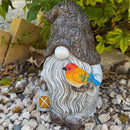 Mood Lab Garden Gnome - Stone Gnome Figurine - 9.1 Inch Tall Lawn Statue with Bird - for Outdoor or House Decor by CozyNest Decor