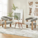 VKNOW Accent Chair Living Room Chair, Modern Upholstered Armchair with Solid Wood Legs, Comfy Barrel Arm Chairs for Living Room Bedroom, Light Grey by CozyNest Decor