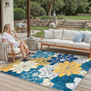 GENIMO Indoor Outdoor Area Rug 5' X 7' Waterproof, Washable Patio Rug Non Shedding, Easy Cleaning Floral Outdoor Carpet for Living Room, Bedroom, Dining Room, Balcony, Backyard, Deck, RV, Blue by GreenHaven Gardens