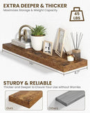 Marsmiles 36" Floating Shelves for Wall, Wooden Shelves with Invisible Brackets Set of 2, Rustic Farmhouse Wall Mounted Shelf for Kitchen Bathroom Living Room Study, Rustic Brown by CozyNest Decor
