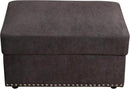 Ottoman Rectangular Storage Ottoman Bench, Flannel Footrest Stool Footstool with Lid for Living Room, Bedroom, Entryway, Brown, 33.5"x25.5"x18" by CozyNest Decor