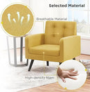 Yaheetech Mid-Century Accent Chairs, Modern Upholstered Living Room Chair, Cozy Armchair Button Tufted Back and Wood Legs for Bedroom/Office/Cafe, Yellow by CozyNest Decor