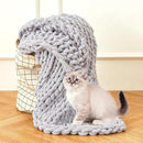 Admitrack Chunky Knit Blanket Throw, 100% Hand Knit Chenille Throw Blanket for Sofa & Home Decor, Soft and Cozy Knitted Throw Blankets (Light Gray，51"x63") by CozyNest Decor