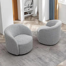 KINWELL 34" W Swivel Barrel Chair Set of 2, Mid Century Modern Round Upholstered Boucle Swivel Accent Chairs, No Assembly Sofa Chair for Living Room Bedroom Reading, Black White by CozyNest Decor