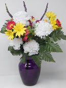 Floral Supply Online - 8" Rose Vase and Flower Guide Booklet - Decorative Glass Flower Vase for Floral Arrangements, Weddings, Home Decor or Office. (Purple) by CozyNest Decor