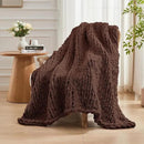 Carriediosa Chunky Knit Throw Blanket 50" X 60", 100% Hand Made Large Chenille Loop Yarn Soft Fluffy Throws for Couch Sofa Bed, Big Crochet Cozy Heavy Thick Cable Woven Blanket, Cocoa Brown by CozyNest Decor