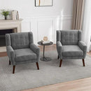 UIXE Accent Chair, Velvet Upholstered Armchair for Living Room, Modern Club Arm Chairs Comfy Single Sofa Button Tufted Bedroom Reading Seat - Gray, Set of 1 by CozyNest Decor